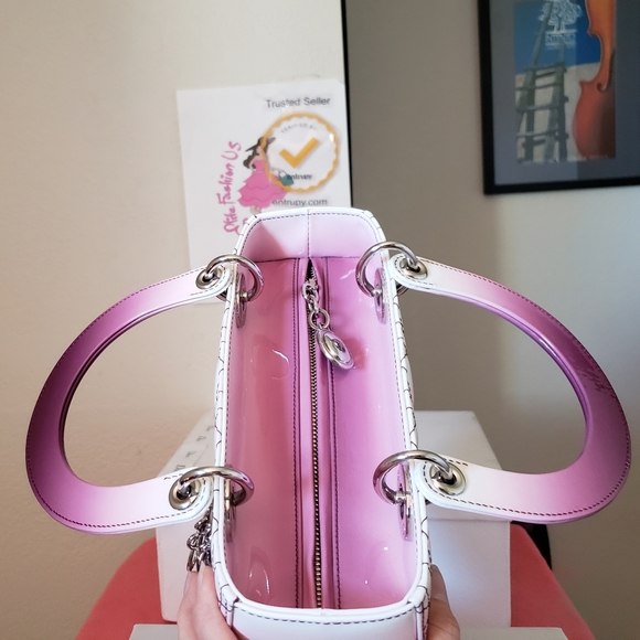 Lady Dior gradient purple white patent medium bag - Picture 12 of 13